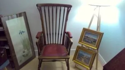 chaise haute en bois - cuir