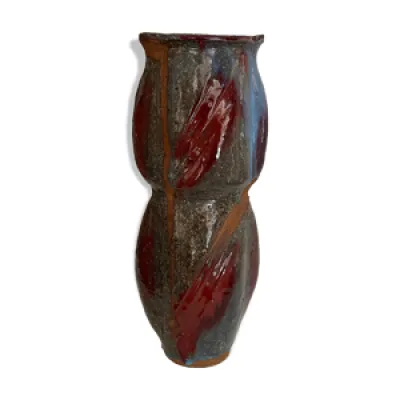 Vase en grés vers 1950 - polychrome