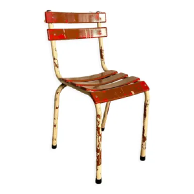 Chaise bistrot métal - rouge blanche