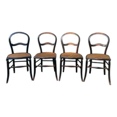 4 chaises bois noirci