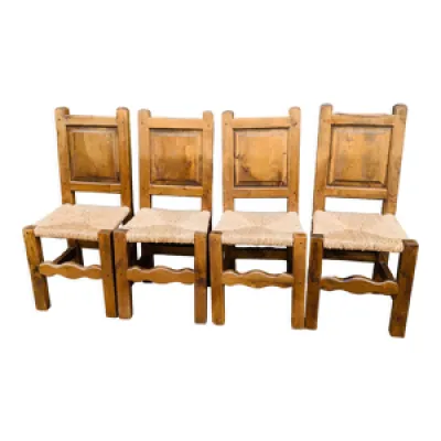 Ensemble de 4 chaises - paille bois