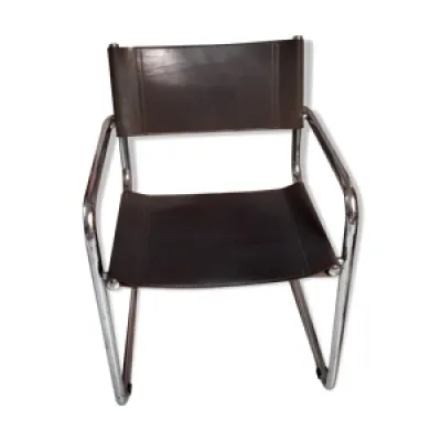 fauteuil cuir gris piétement - alu