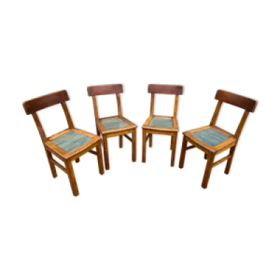 4 chaises 1950 design - bois brutaliste
