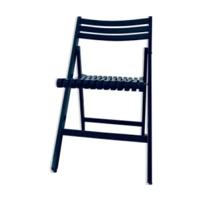 Chaise pliante noire - laiton bois