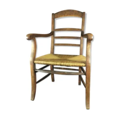 fauteuil ancien bois - paille
