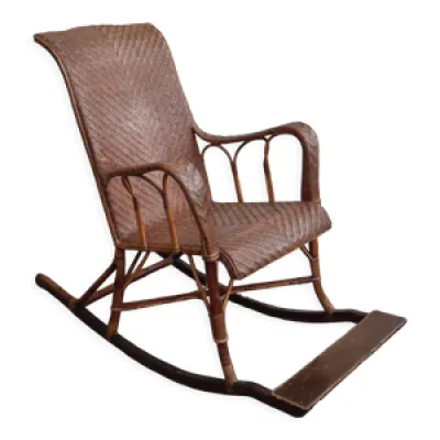 Rocking chair rotin et - bois