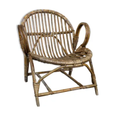fauteuil en rotin Dutch - 1950