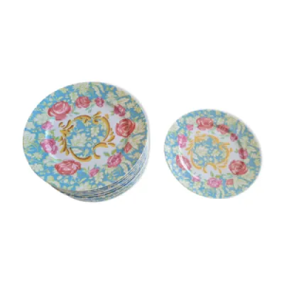 Lot De 6 Assiettes GENEVIEVE LETHU 1994 ARCHEOS - Porcelaine, Diamètre 26,3 Cm
