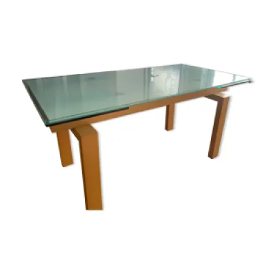 Table Calligaris en verre - bois
