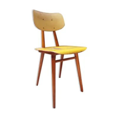 Chaise ton bois jaune - 1960