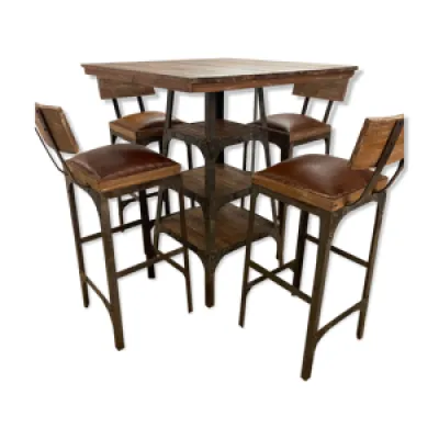 Table en métal et bois - chaises