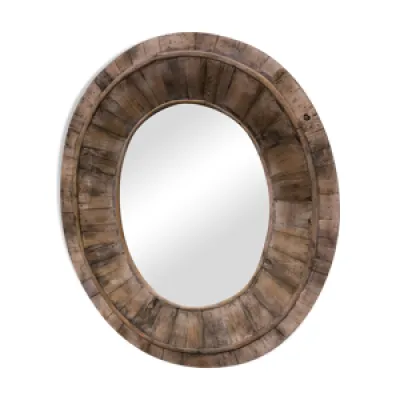 Miroir ovale en vieux - bois