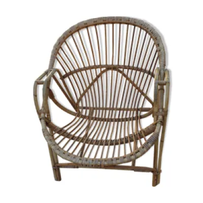 fauteuil  rotin 1960
