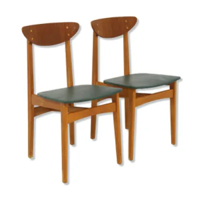 set de 2 chaises en teck, - 1960