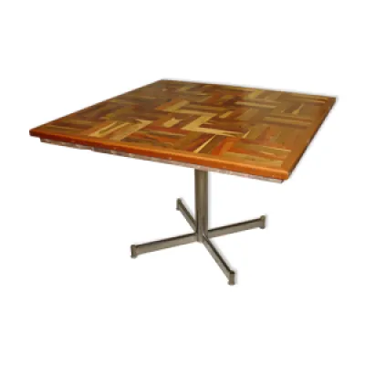 Table carré en mosaique - bois massif 1970