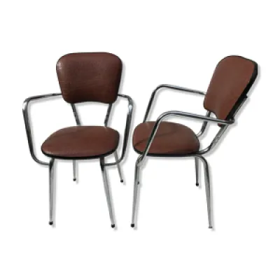 2 fauteuils cuisine métal - marron