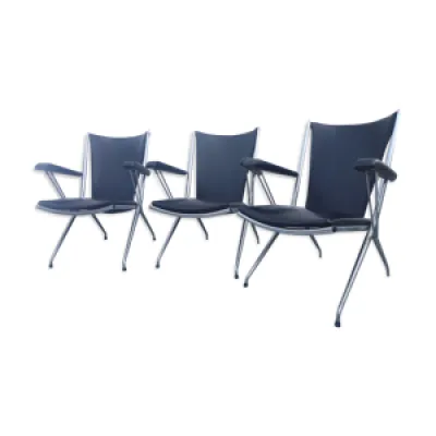 3 fauteuils en skaï - noir