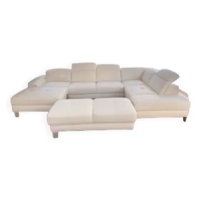 Canapé panoramique design - blanc pouf