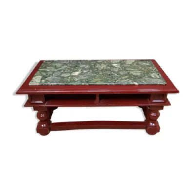 Table basse laquée  - marbre rouge