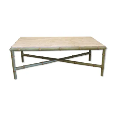 Table bambou, travertin - eme