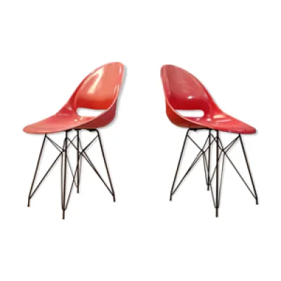 Paire de chaises rouges - vertex 1959