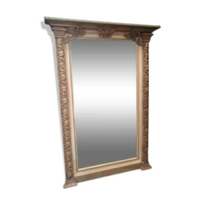Miroir en bois et stuc - polychrome
