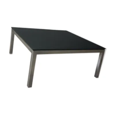 Table basse design contemporain - inox verre