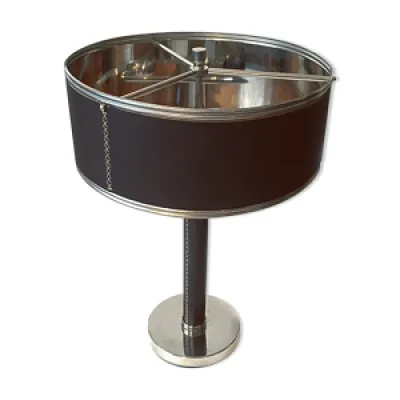 Lampe de table chrome - 1970 cuir