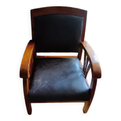 fauteuil colonial en - cuir teck