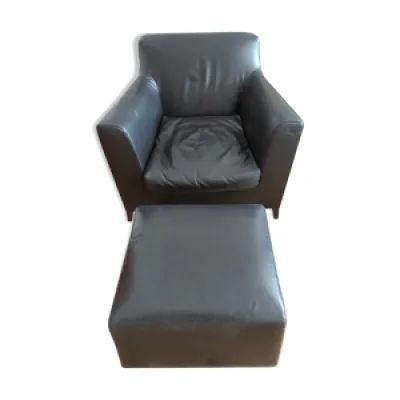 fauteuil avec repose - noir cuir