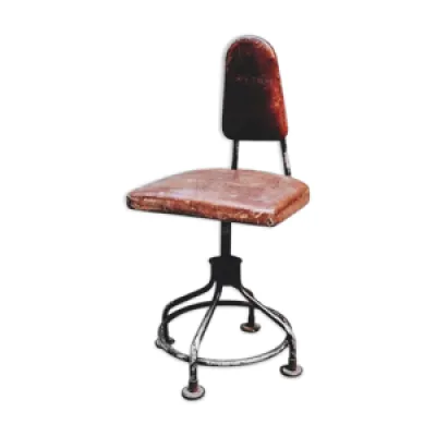 Chaise industrielle pivotante - cuir 1930s