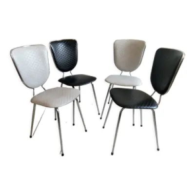 Lot de 4 chaises  soudexvinyl - blanc noir