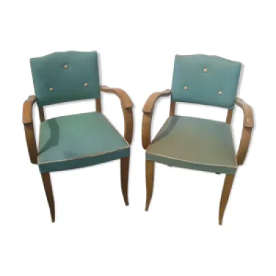 Paire de fauteuils bridge - 1960 vert