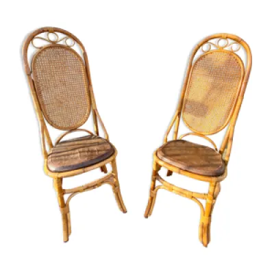 Paire de chaises en rotin - vers 1960
