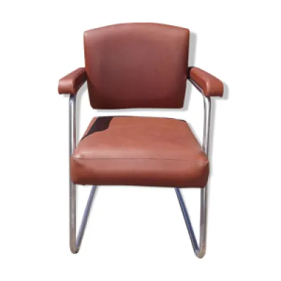 fauteuil années 60 chrome - skai