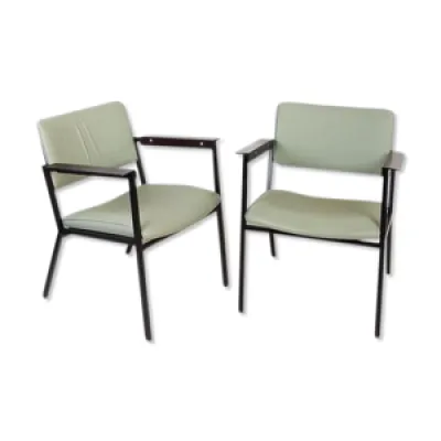 Set de 2 fauteuils en - cuir vert