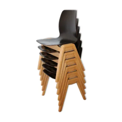 6 chaises pagholz, pieds - bois