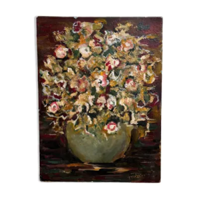 Peinture vase au bouquet