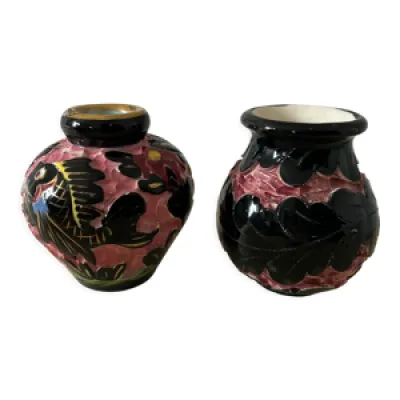 Vases en céramique polychrome - rose