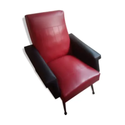 fauteuil années 60 skai - noir