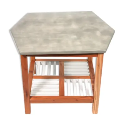 Table basse plateau effet - marbre bois