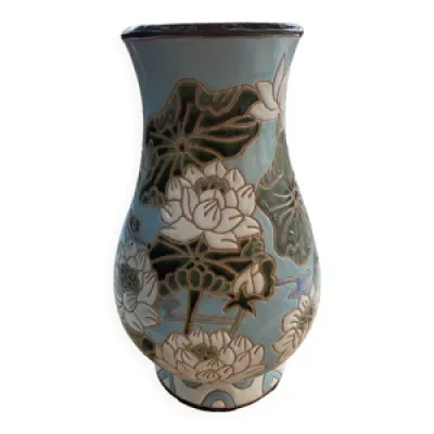 Vase en céramique à - motif fleurs