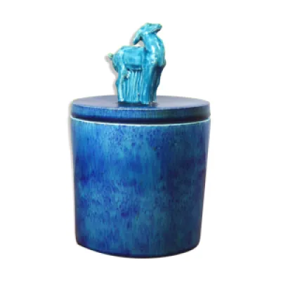 Pot art déco en céramique - bleue