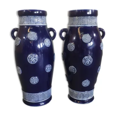 Paire de vases céramique - bleue