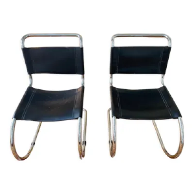 Paire de chaises Cantilever - acier cuir