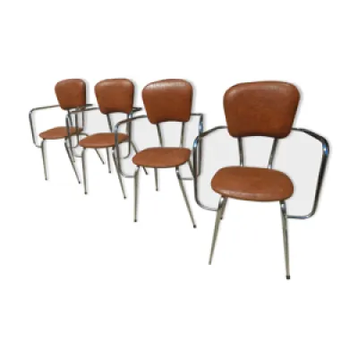 Série de 4 fauteuils - 1960 marron