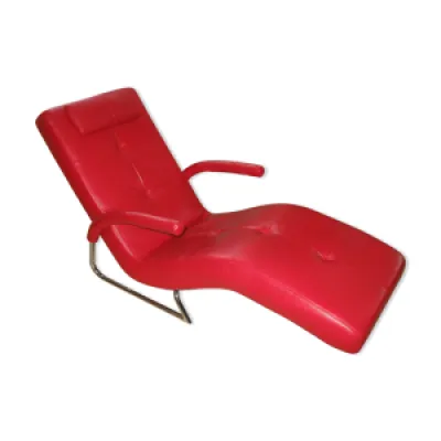 Chaise longue en cuir - rouge
