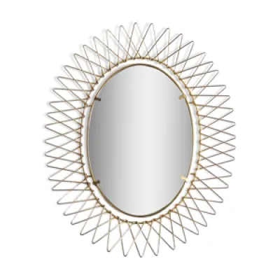 miroir soleil doré ovale - 60