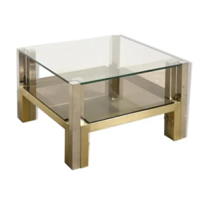 Coffee table in brass - glass and