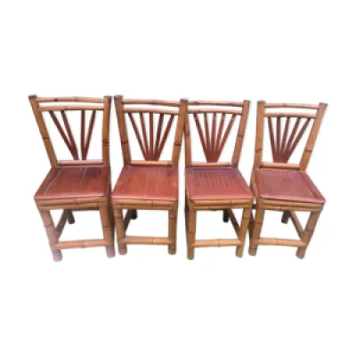 4 chaises en bambou